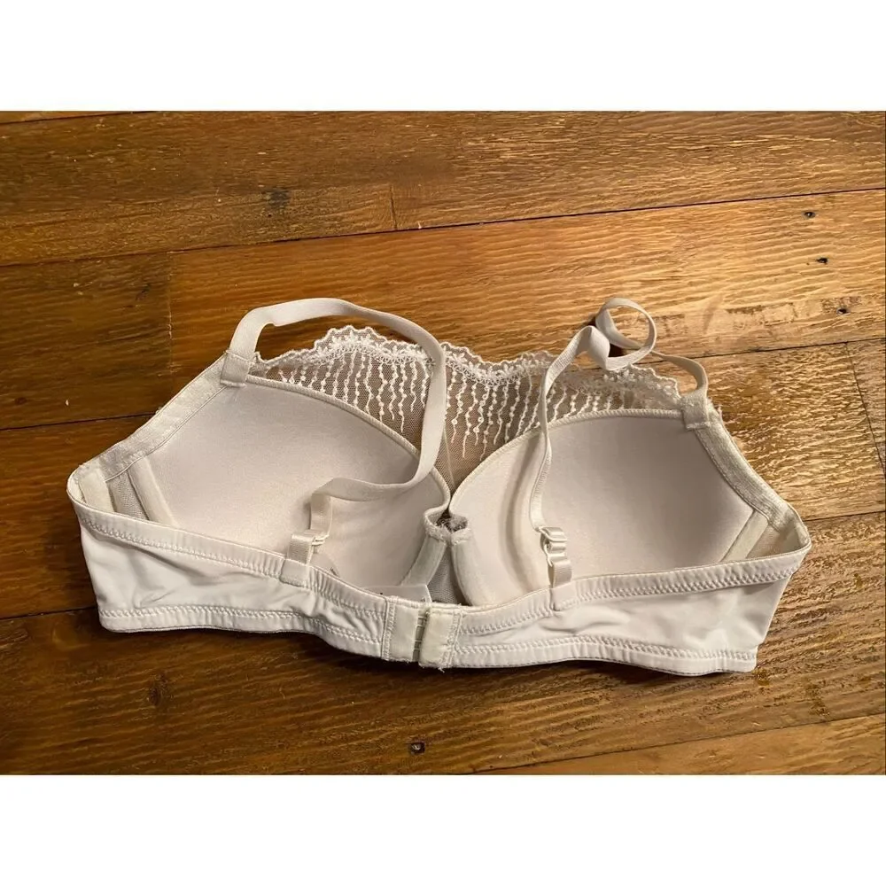 Natori Private Luxuries 34B lingerie bra white glitter sequins lace